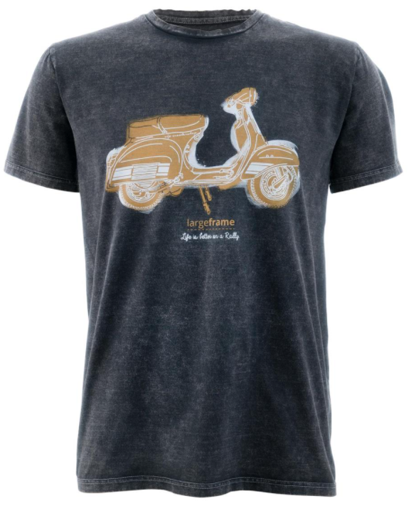 Camiseta "La vida es mejor en un Rally", hombre negro lavado a la piedra