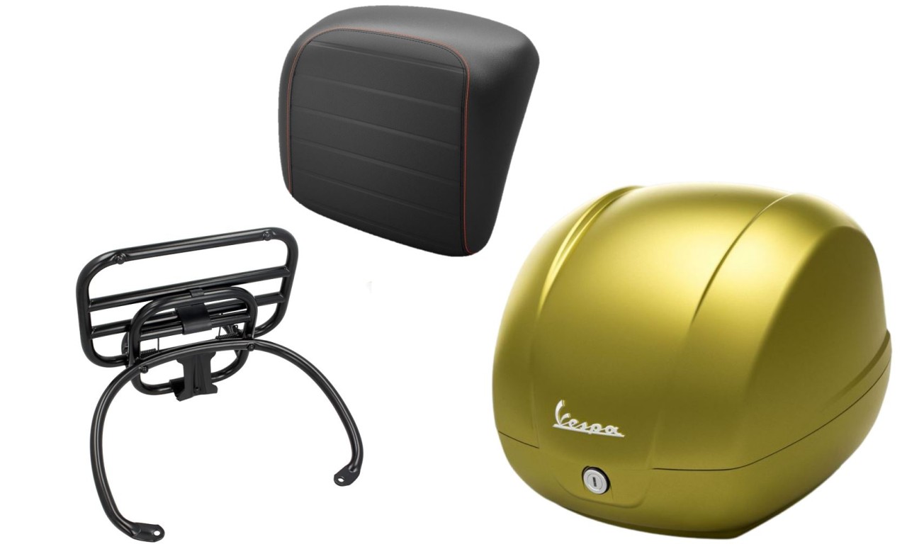 Kit Topcase 36L verde army (333/A), portaequipajes negro para Vespa GTS 125/300/310