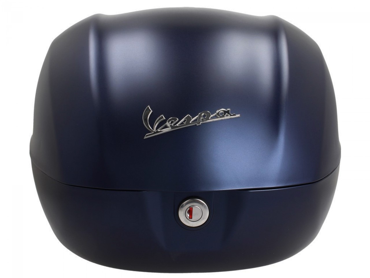 Kit baúl 32L opaco azul oscuro mate (288/A), cojín de respaldo marrón para Vespa Primavera