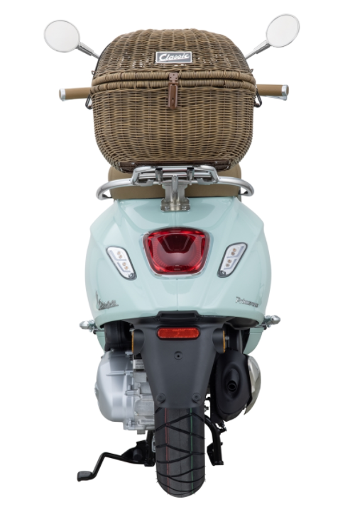 Cesta de equipaje Classic con puente de equipaje para Vespa Primavera/Sprint 50-150ccm, marrón oscuro