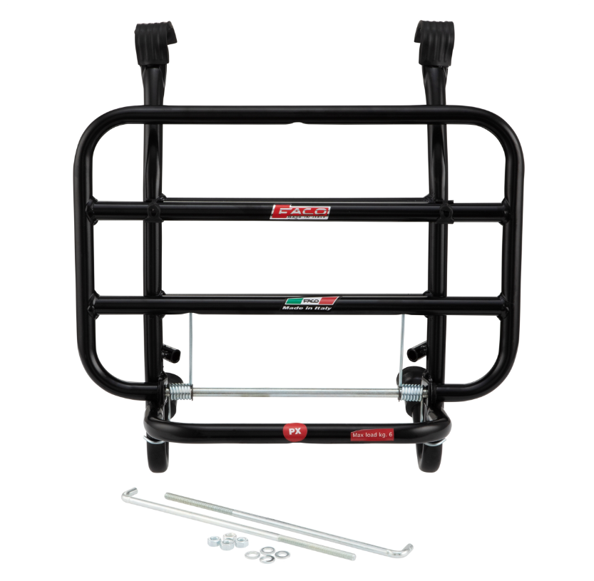 Portaequipajes delantero para Vespa PX 80-200cc, plegable, negro