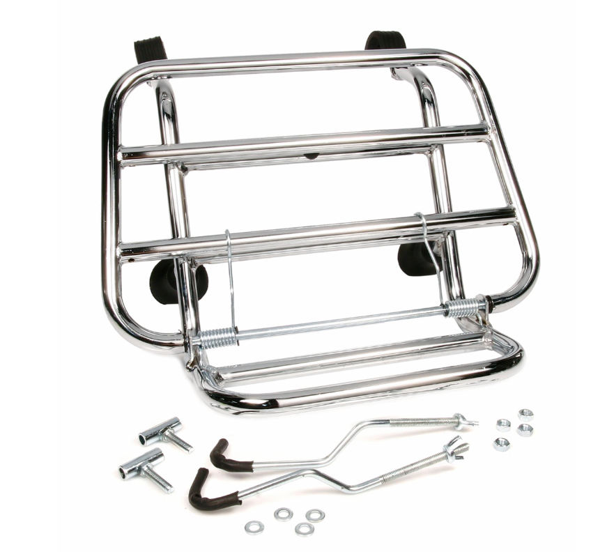 Portaequipajes delantero para Vespa S 50-150cc, plegable, cromado
