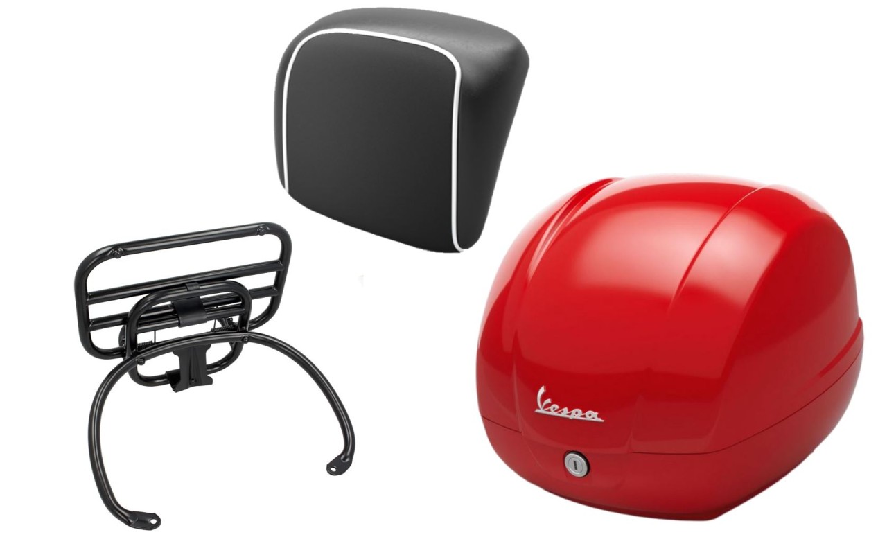 Kit baúl 36L dragón rojo (894), portaequipajes negro para Vespa GTS 125/300/310