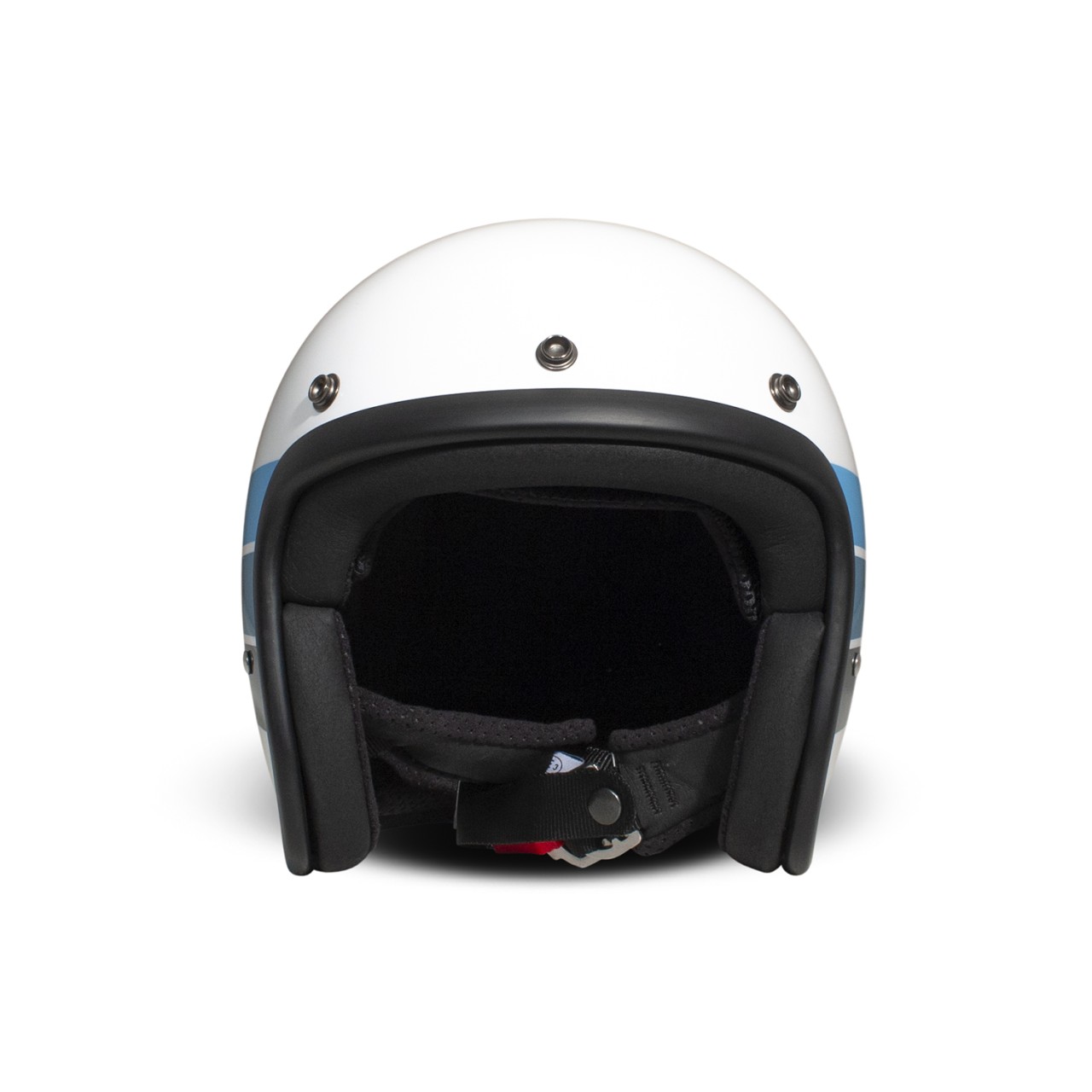 Casco abierto DMD Retro, blanco, azul, brillante, Olympus, fibra de vidrio, ECE 22.06