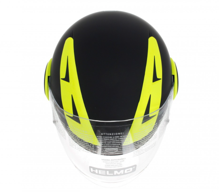 Casco Helmo Milano Full Jet, FuoriRotta Premium, negro, amarillo, mate
