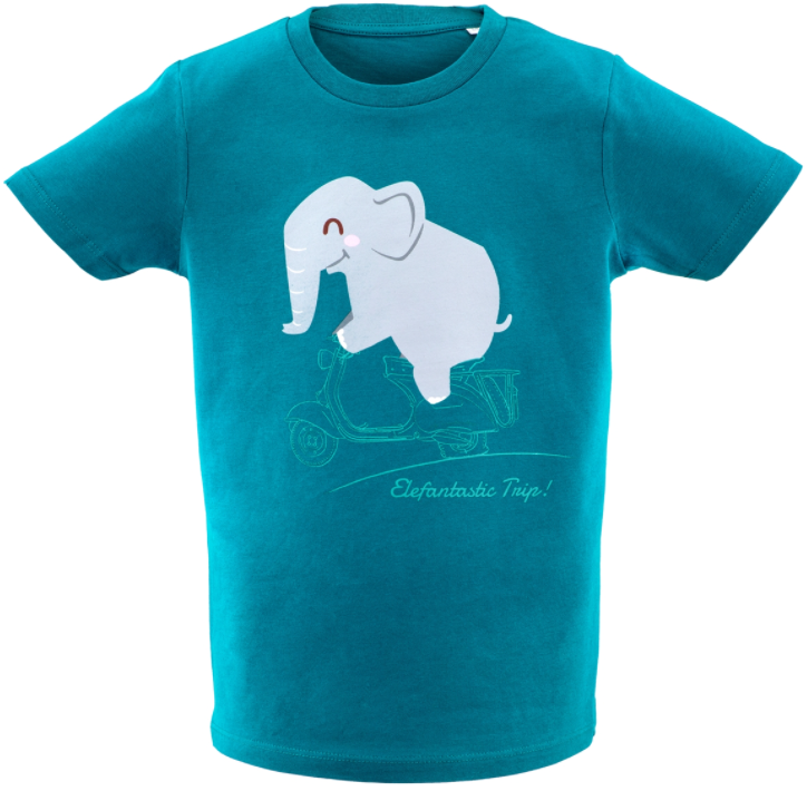 Camiseta infantil "Elefantastic Trip!", turquesa