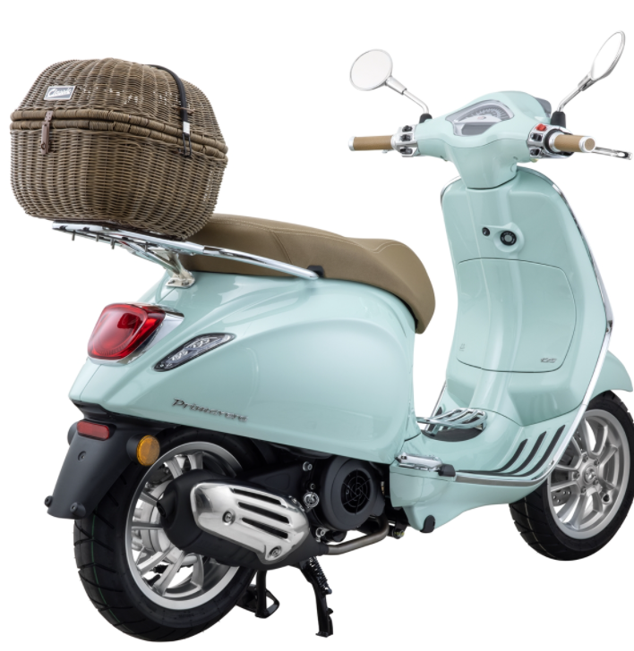 Cesta de equipaje Classic con puente de equipaje para Vespa Primavera/Sprint 50-150ccm, marrón oscuro