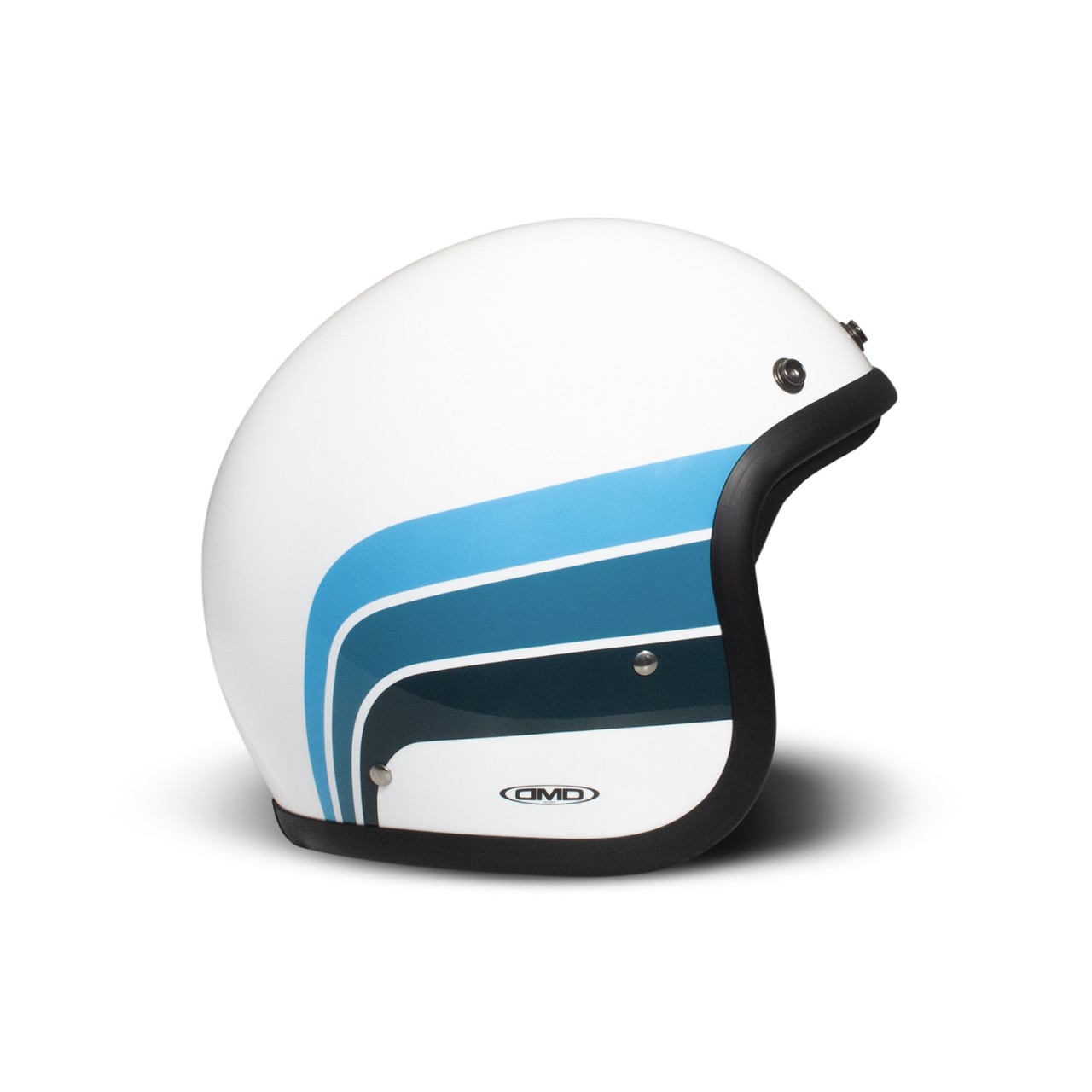Casco abierto DMD Retro, blanco, azul, brillante, Olympus, fibra de vidrio, ECE 22.06