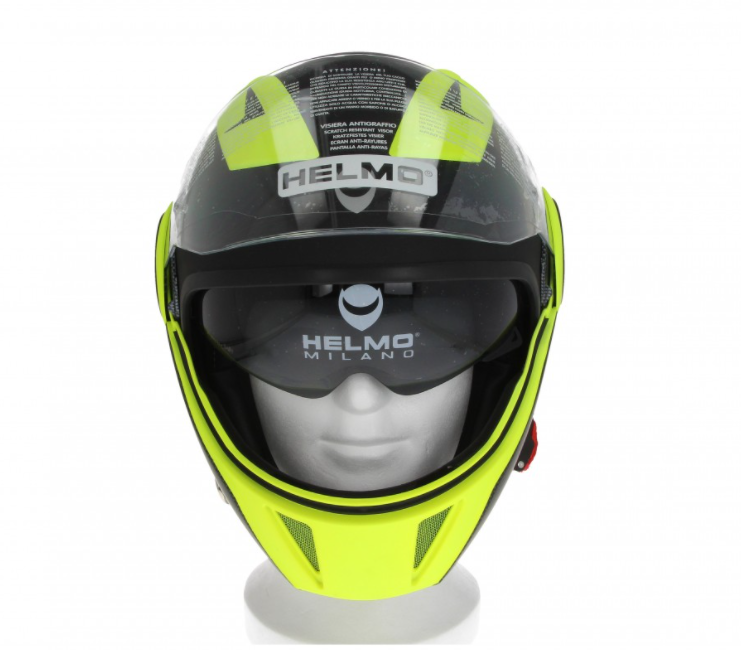 Casco Helmo Milano Full Jet, FuoriRotta Premium, negro, amarillo, mate