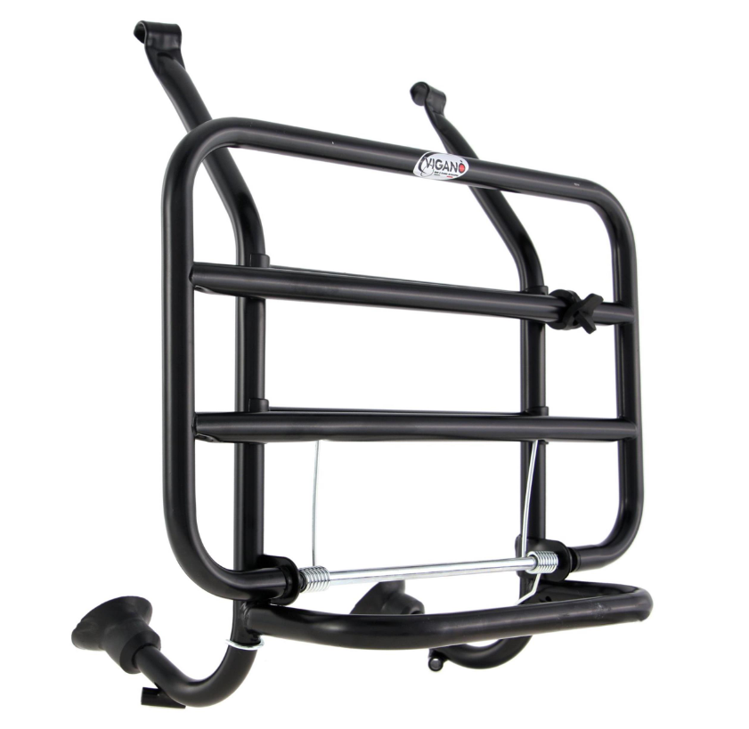 Portaequipajes delantero para Vespa PX 80-200cc, plegable, negro