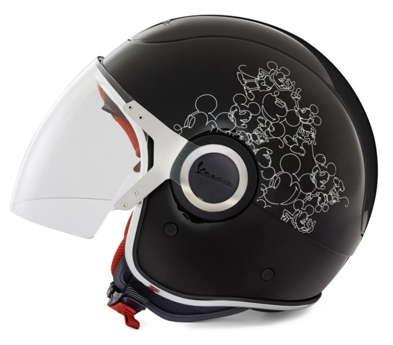 Casco Vespa jet, VJ, Mickey Mouse, negro