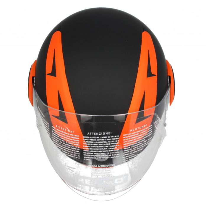 Casco Helmo Milano Full Jet, FuoriRotta Premium, negro, naranja, mate
