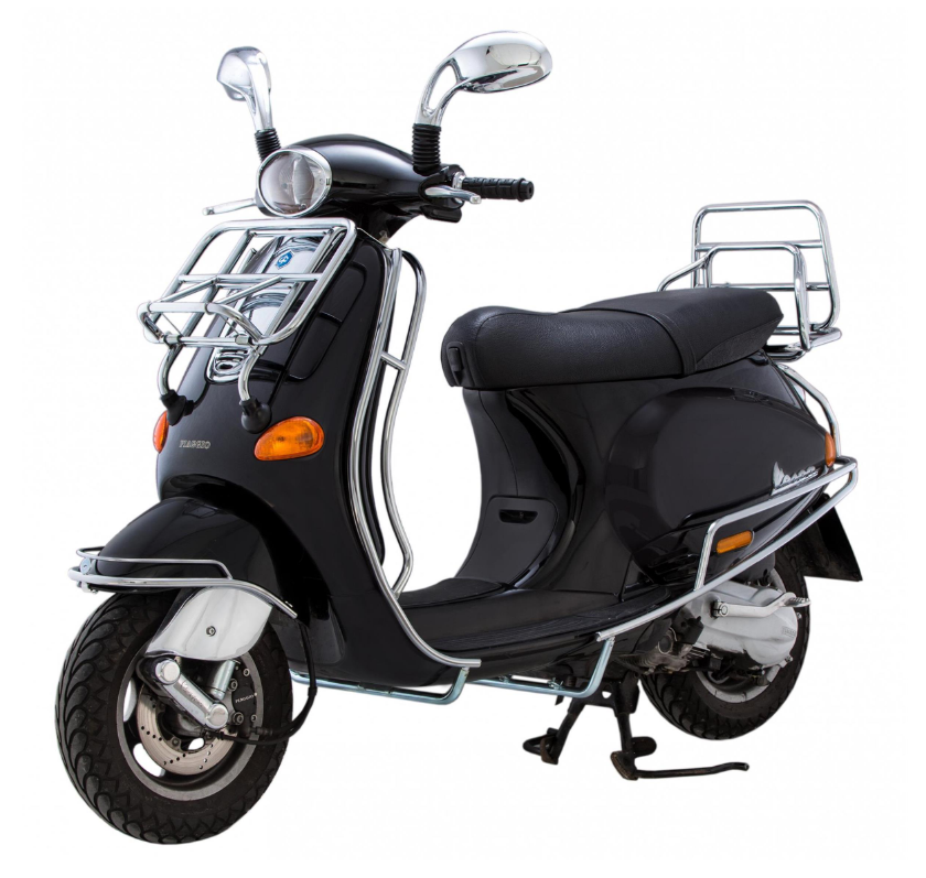 Portaequipajes delantero para Vespa ET2/ET4 50-150cc, plegable, cromado