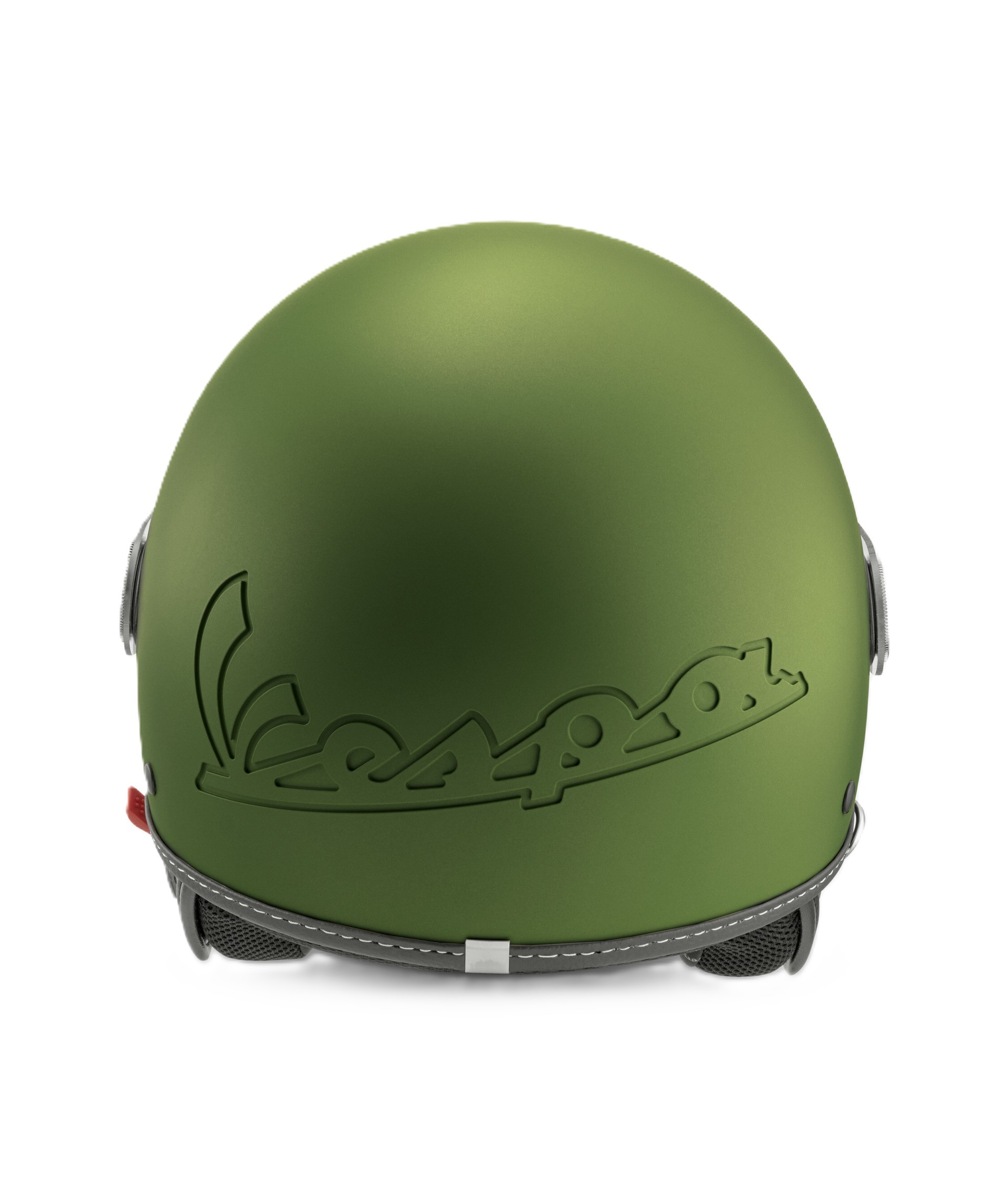 Casco jet Vespa, visera Vespa LongHe, verde mate