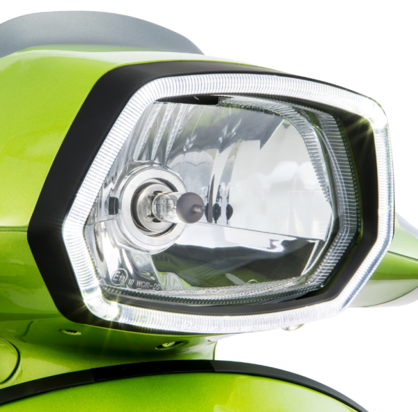 Anillo de luz LED para Vespa Sprint 50cc 2T/4T, negro mate