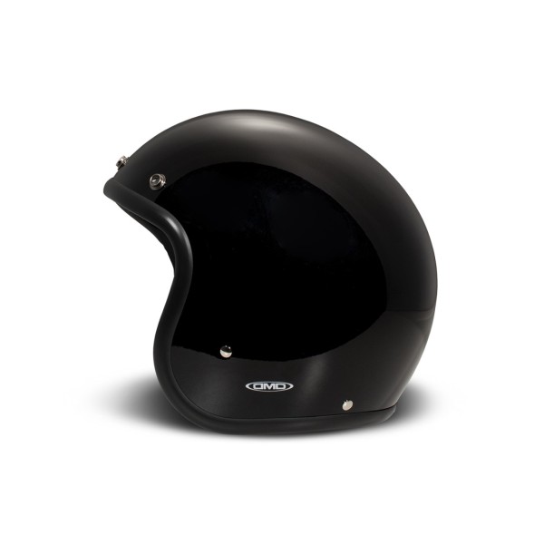 Casco DMD jet Retro, negro, brillante, negro sólido, fibra de vidrio, ECE 22.06