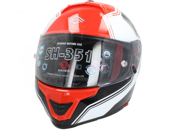 Casco integral Shiro, SH351, Fibra, F4, rojo