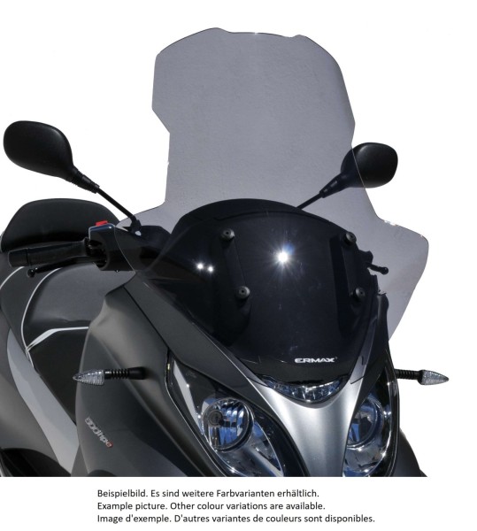 Parabrisas ERMAX Alta Protección con protector de manos para Piaggio MP3 400 HPE (-22), gris
