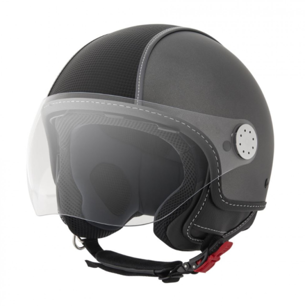 Casco Piaggio Demi Jet, piel carbono, gris, mate - talla XS