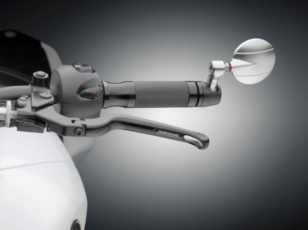 Espejo de extremo de manillar RIZOMA "SPY-R" Ø 94,5 mm izquierda o derecha para Vespa, anodizado negro/plata