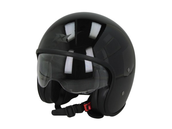 Casco jet Axxis Hornet Fiber SV, liso, negro brillante, fibra de vidrio, ECE 22.06