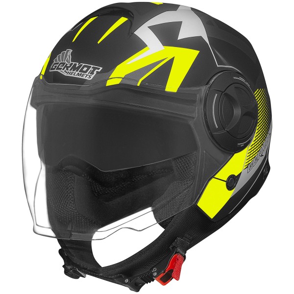 Casco Germot GM 650, negro mate/amarillo fluo