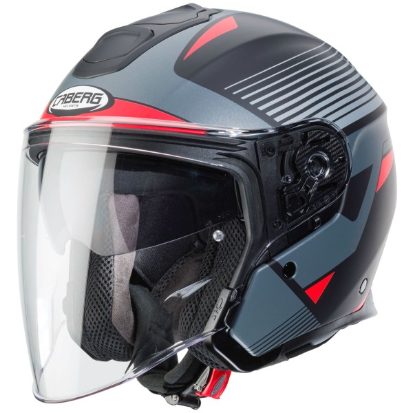 Casco Caberg Flyon Rio, negro mate/rojo antracita