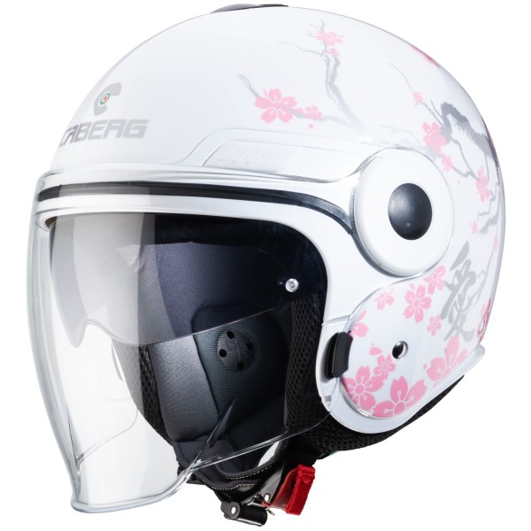 Casco Caberg Uptown Bloom, blanco/plata-rosa