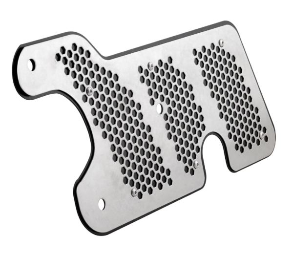 Embellecedor de escape basculante para Vespa GTS/GTS Super 125/150cc 4T LC iGet (Euro4), negro/plateado