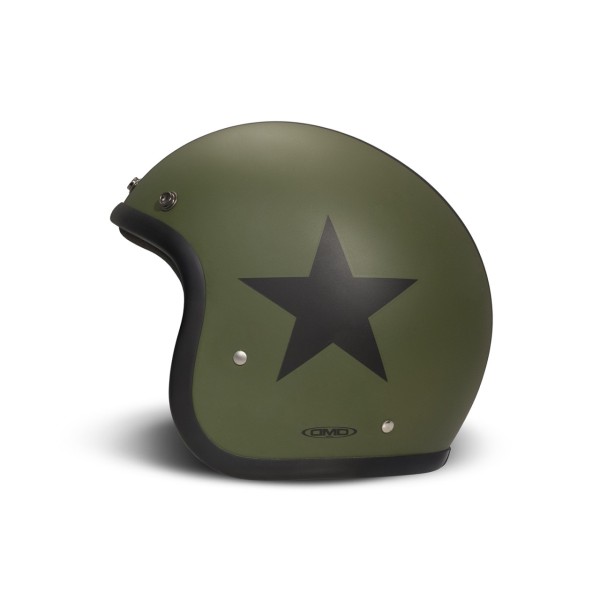 Casco DMD jet Retro, verde, mate, Star Green, fibra de vidrio, ECE 22.06