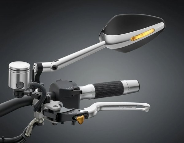 Espejo RIZOMA "Veloce L naked" izquierdo o derecho con intermitente para Vespa, anodizado plata