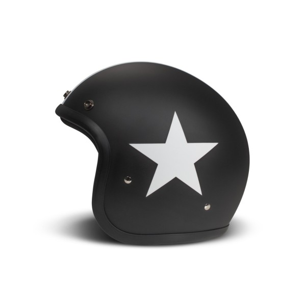 Casco DMD jet Retro, negro, mate, Star Black, fibra de vidrio, ECE 22.06
