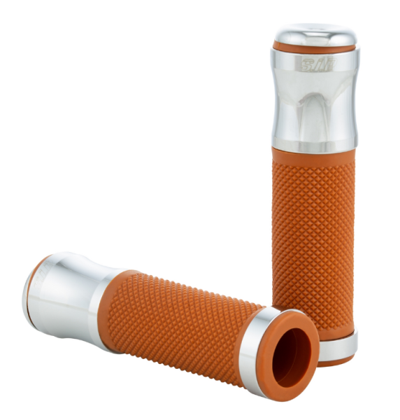 Puños Ø 24/24 mm, L 125 mm para Vespa PX 125-200cc, cromo/marrón