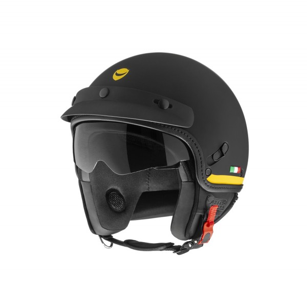 Casco jet Helmo Milano, FuoriPorta, negro, mate