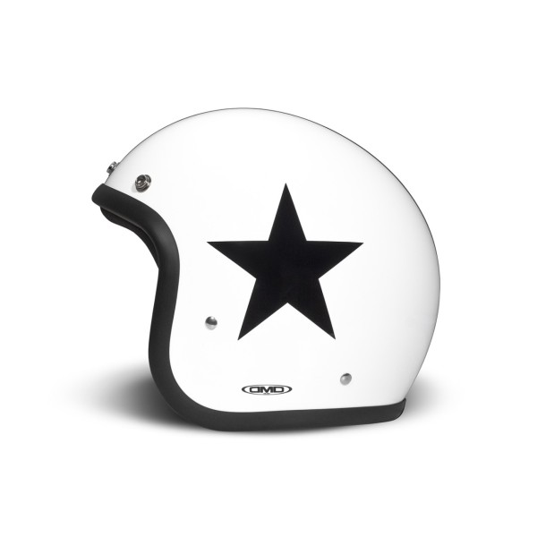 Casco DMD jet Retro, blanco, mate, Star White, fibra de vidrio, ECE 22.06