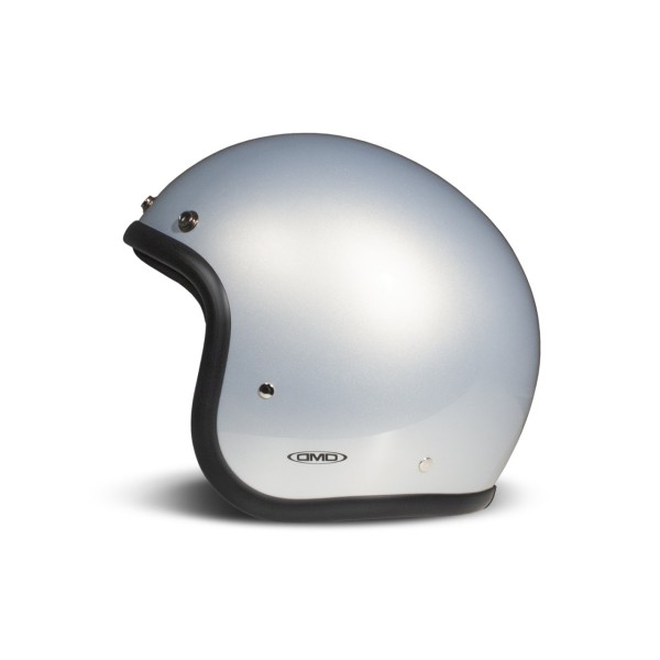 Casco DMD jet Retro, plateado, brillante, Hielo, fibra de vidrio, ECE 22.06