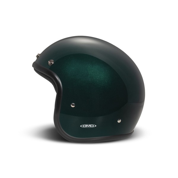 Casco DMD jet Retro, verde, purpurina, verde intenso, fibra de vidrio, ECE 22.06