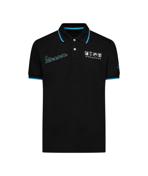 Camiseta polo Vespa negra, colección DEC