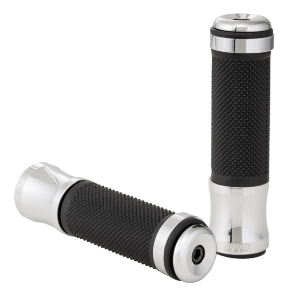 Puños Ø 24/24 mm, L 125 mm para Vespa PX 125-200cc, negro/cromo