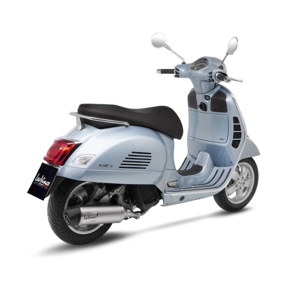 Sistema de escape LeoVince SBK Nero para Vespa GTS 125 /Super, acero inoxidable negro, homologación E, Euro5