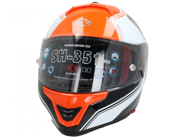 Casco integral Shiro, SH351, Fibra, F4, naranja