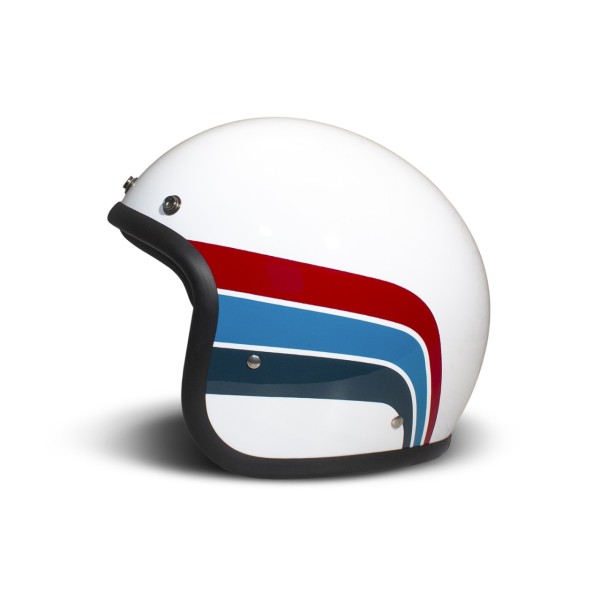 Casco DMD jet retro, blanco, brillante, Artemis, fibra de vidrio, ECE 22.06