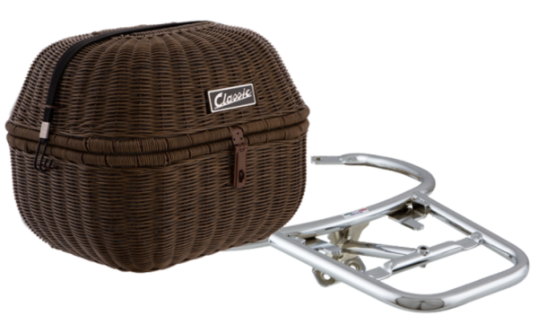 Cesta de equipaje Classic con puente de equipaje para Vespa Primavera/Sprint 50-150ccm, marrón oscuro